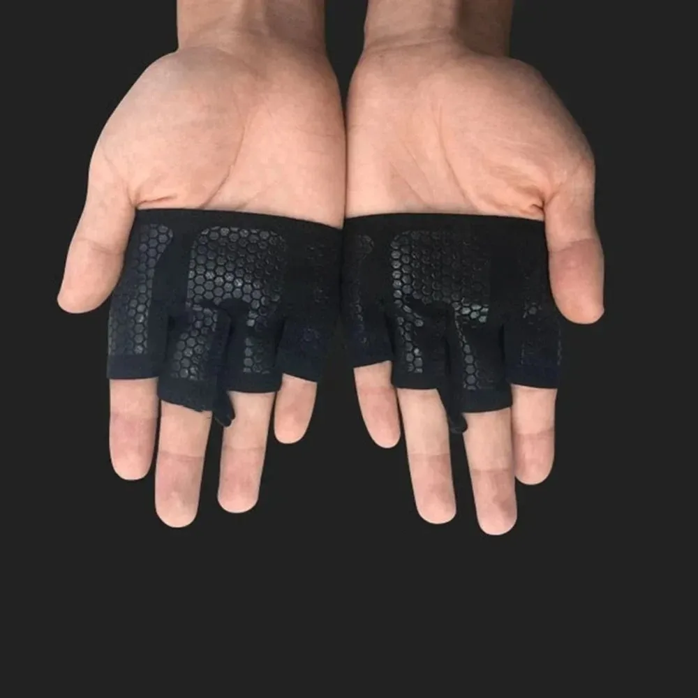 

1 pair Breathable Gym Half Finger Gloves Anti-slip Contrast Color Cycling Gloves Palm Guards Anti-lost Fitness Gloves Gym