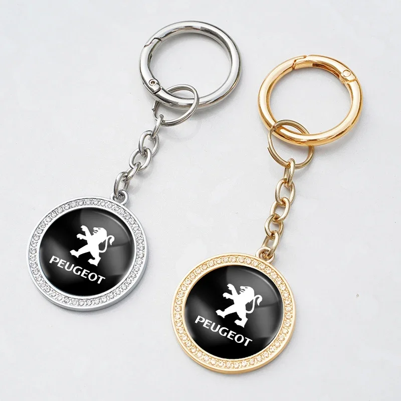 Car Keyrings Decorative Accessories Zinc Alloy Diamond Keychain For Peugeot 206 307 308 3008 207 208 407 408 508 2008 5008 301
