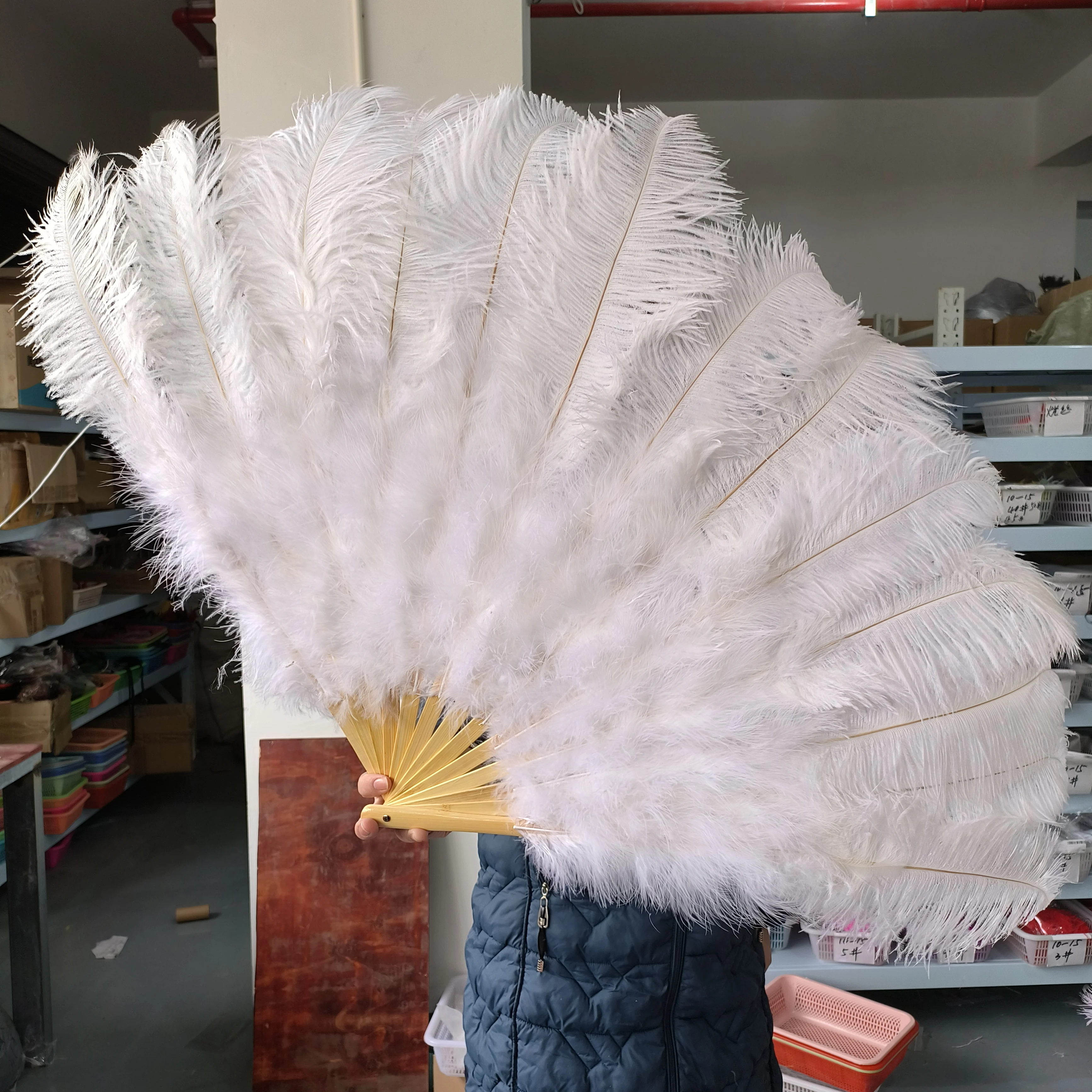 White Ostrich Feather Fan 40*70cm/60*100cm Dance Performance Feather Fans for Wedding Party Carnival Accessories Photo Props