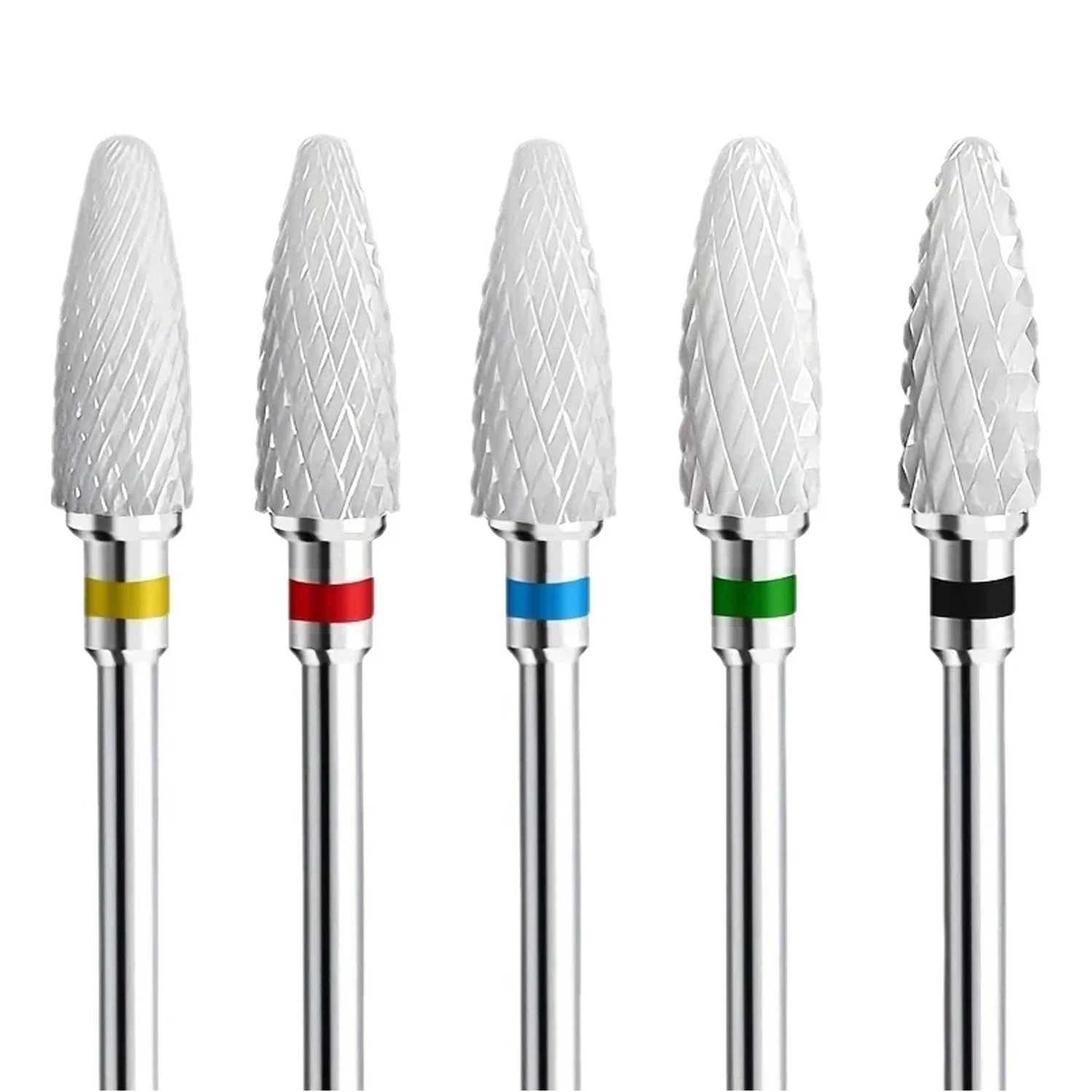 Ceramic Nail Drill Bits Set 5 Pcs Professional Corn Shape Ceramic Bits 3/32'' Acrylic Nail File Gel Removal Rotary Tool for Mani