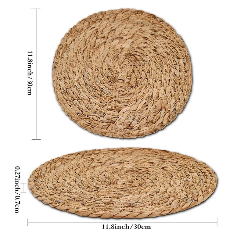 Pot Mats Handwoven Rattan Placemats Round Heat Insulation Mats Natural Woven Table Mats For Dining Home Wedding Decor