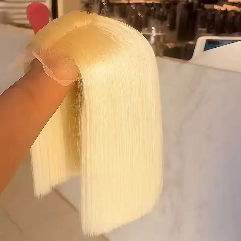 

613 Blonde Human Hair Wigs Straight Bob Human Hair Wig 13X4 HD Lace Frontal Human Hair Lace Wig Blonde Bob Wig Human Hair 100%