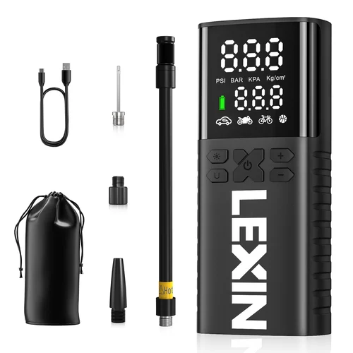 Bomba de aire inteligente Lexin P4 de 4000mAh para motocicletas, inflador de neumáticos, barco de bicicleta con LED Digital y inflado de presión preestablecida