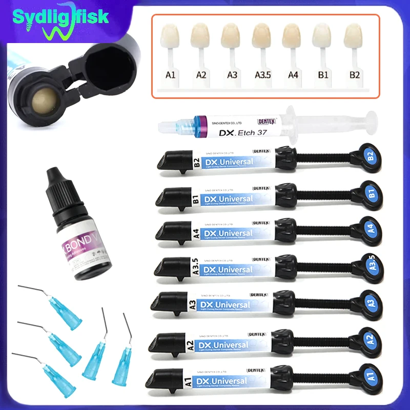 

Light Curing Dental Composite Resins DX Universal Light Cure Bonding Adhesives/Acid Etching Gel/Aesthetic Restoration Materials