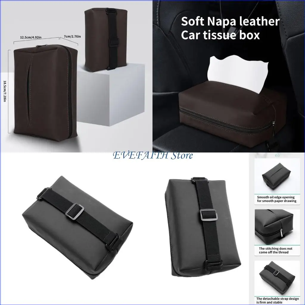 124B Car Tissue Box Waterproof Car Sun Visors Tissue Box Holder Paper Towel Organizers