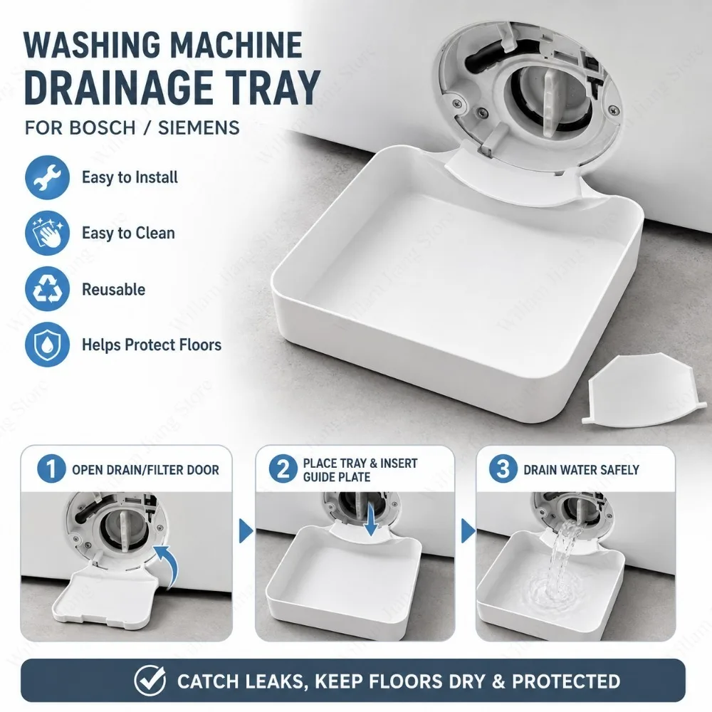 Washing Machine Drain Tray Water Catch Box Leak Proof Pan For Drum Washer Floor Protection Clean Laundry Room Water Collection