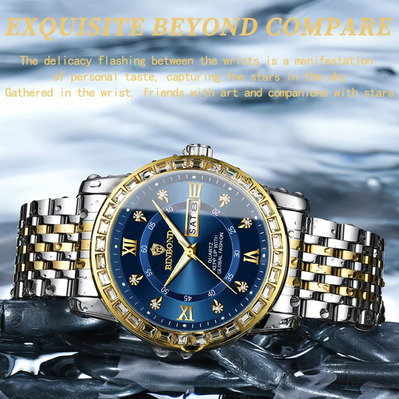 BINBOND Fashion Brand New Style Men\'s Quartz Wristwatch Luxury Luminous Waterproof Business Casual Men Watches Relogio Masculino