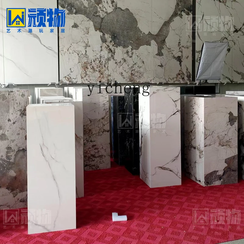 YFY  modern light luxury rock slab flower shelves household living room marble decoration floor display ornament table
