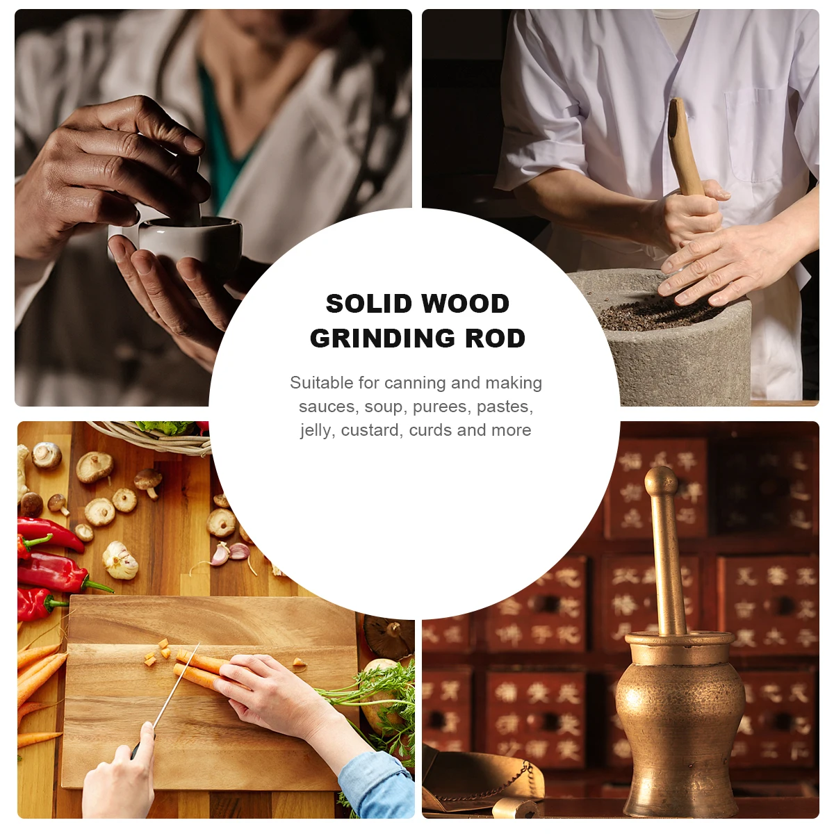 

Wood Color Pressing Rod Food Muddler Ergonomic Long Handle For Crushing Garlic Puree Soup Jelly Canning Grinding Tool