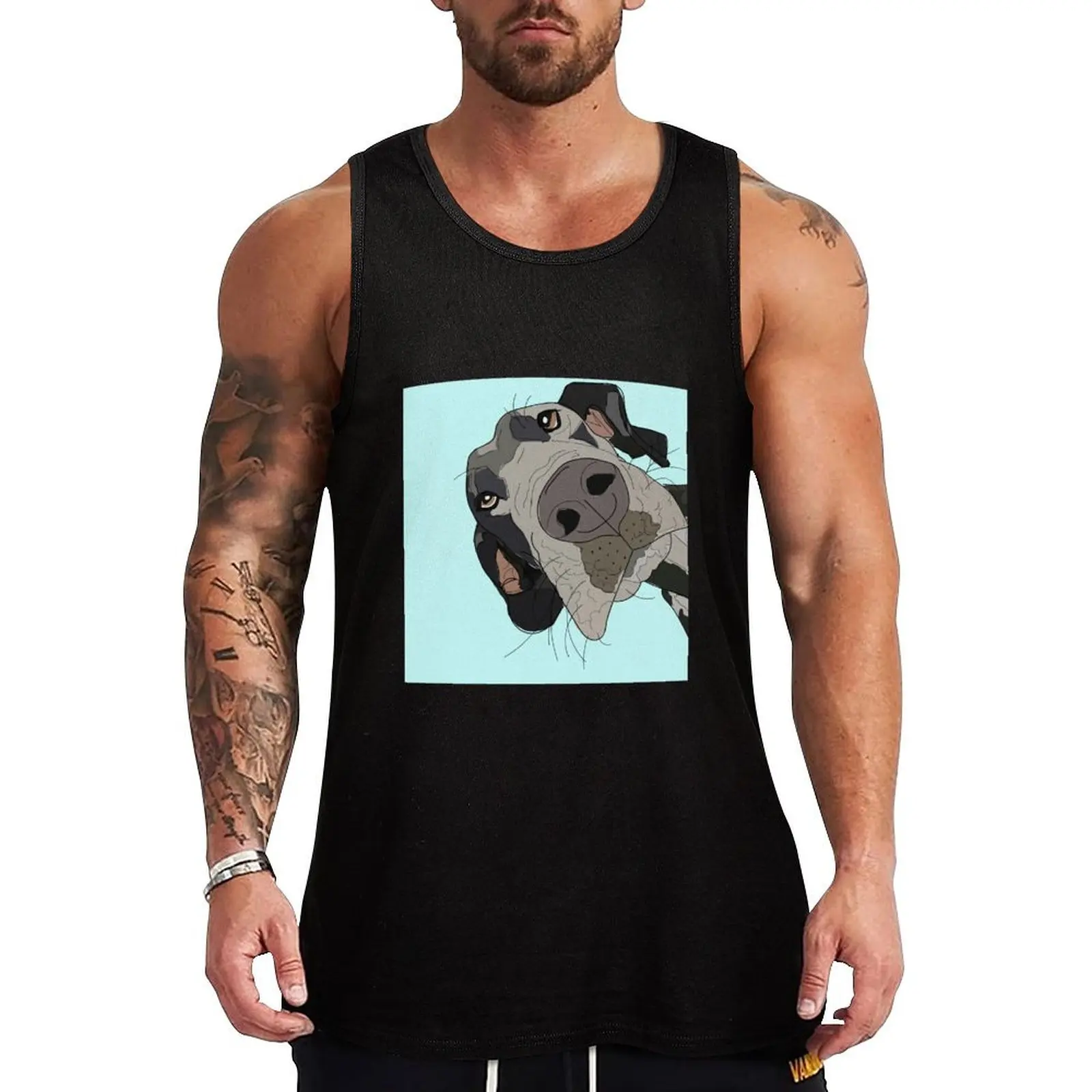 Great Dane In Your Face (teal) Tank Top clothes for men Men's summer vest