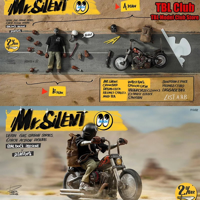 1/12 Schaal Mr.silent Highway Motorcycle Rider Personal Travel 6-inch Volledige Set Action Figure Soldaat Op Voorraad DAMTOYS PES038