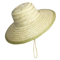 Chapeau paille tissé en bambou pour adultes, casquette pêche en plein air respirante protectrice contre le soleil