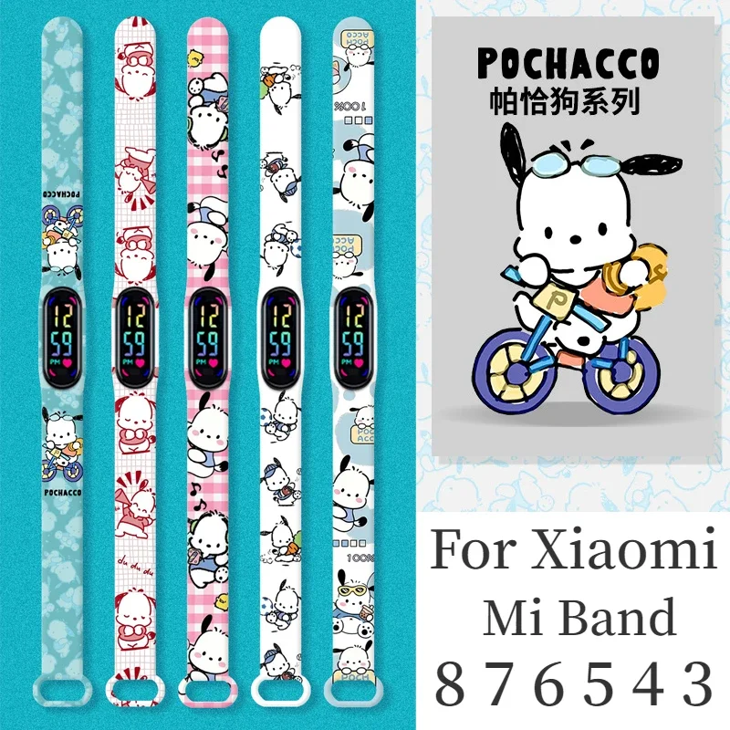 Sanrio Pochacco Bracelet For Xiaomi Mi Band 8 7 6 5 Strap Cute Cartoon Silicone Wrist Strap for Miband 3 4 5 6 Smart Watch Band