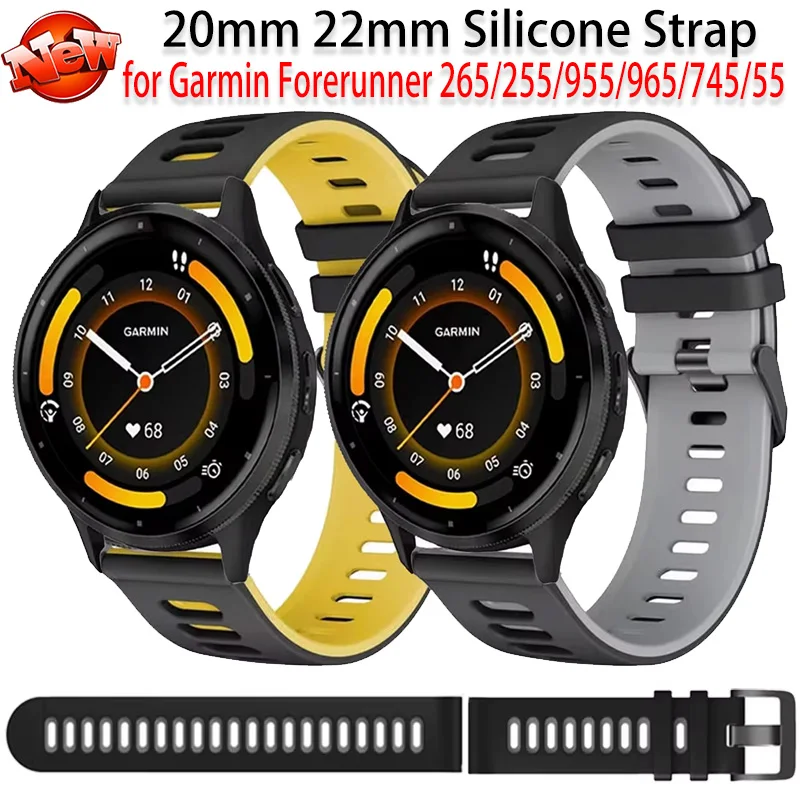 

20mm 22mm Silicone Strap for Garmin Venu 3/2 Vivoactive 4/5/6 Replacement watchband for Garmin Forerunner 265/255/955/965/745/55