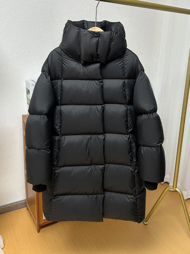 Jaqueta fofa de penas de pato branco 90 para mulheres, média a longa, moda inverno 2025