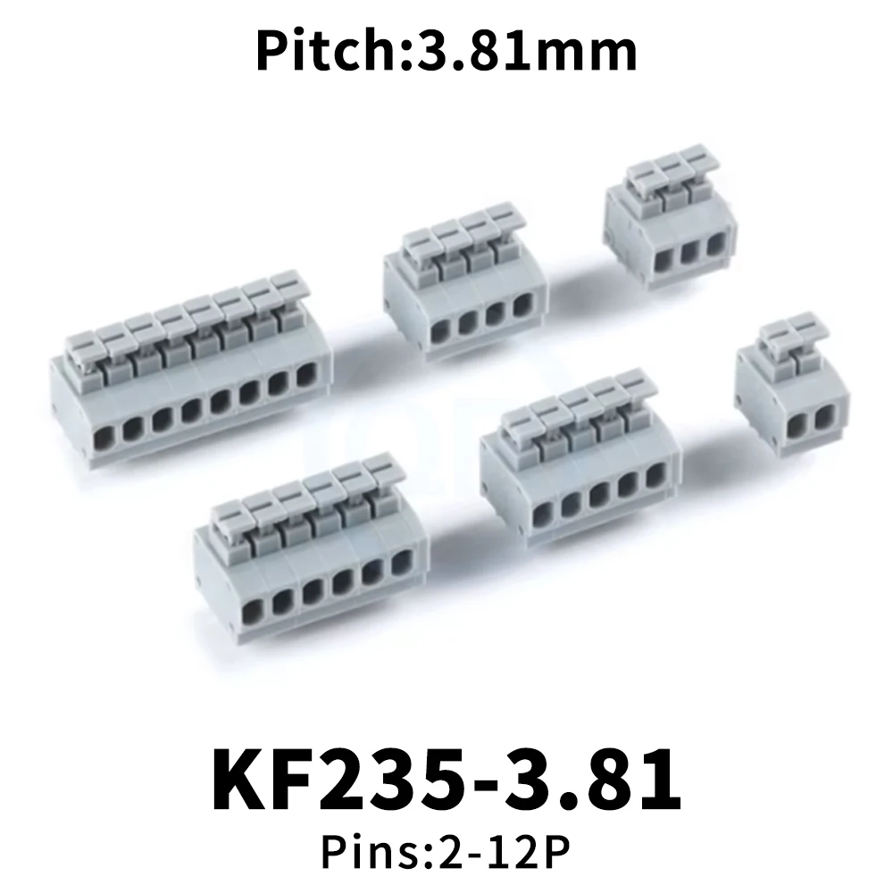 (10 Pcs) KF235 3.81mm 2P ~ 12P Straight 250V 3.81MM Pitch Spring Loaded PCB Dark Gray Spliceable Terminal Blocks 235 DA260 3.81