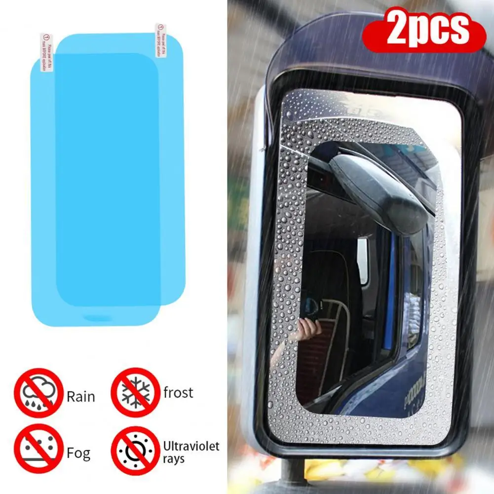 2Pcs Rearview Film Large Hydrophobic Reusable Anti-fog Film Adhesive Mirror Protective Film for Truck