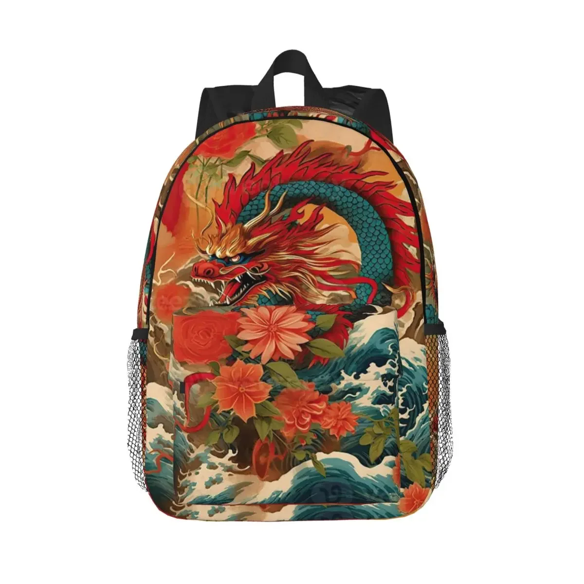

White Chinese Dragon Mythical Monster Backpack Hot Sale Daypack Boy Girl BookBag Shoulder Bags for Men Women Children School Bag