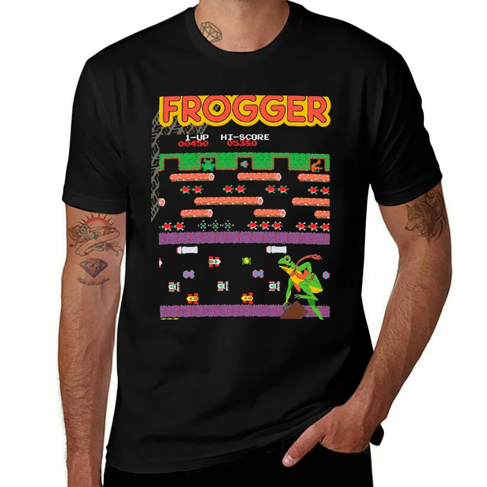 Mod.3 Arcade Frogger Video Game T-Shirt heavyweights cotton graphic tees mens big and tall t shirts