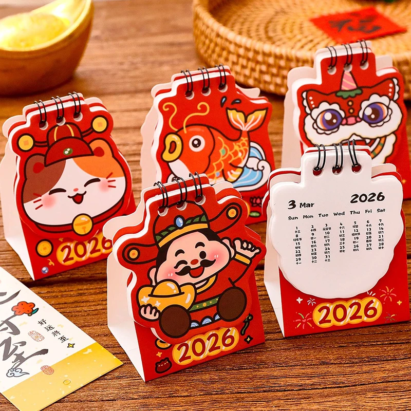 

2026 Horse Year Mini Desk Calendar Cartoon Portable Coil Monthly Calendar Planner Office Home Decor