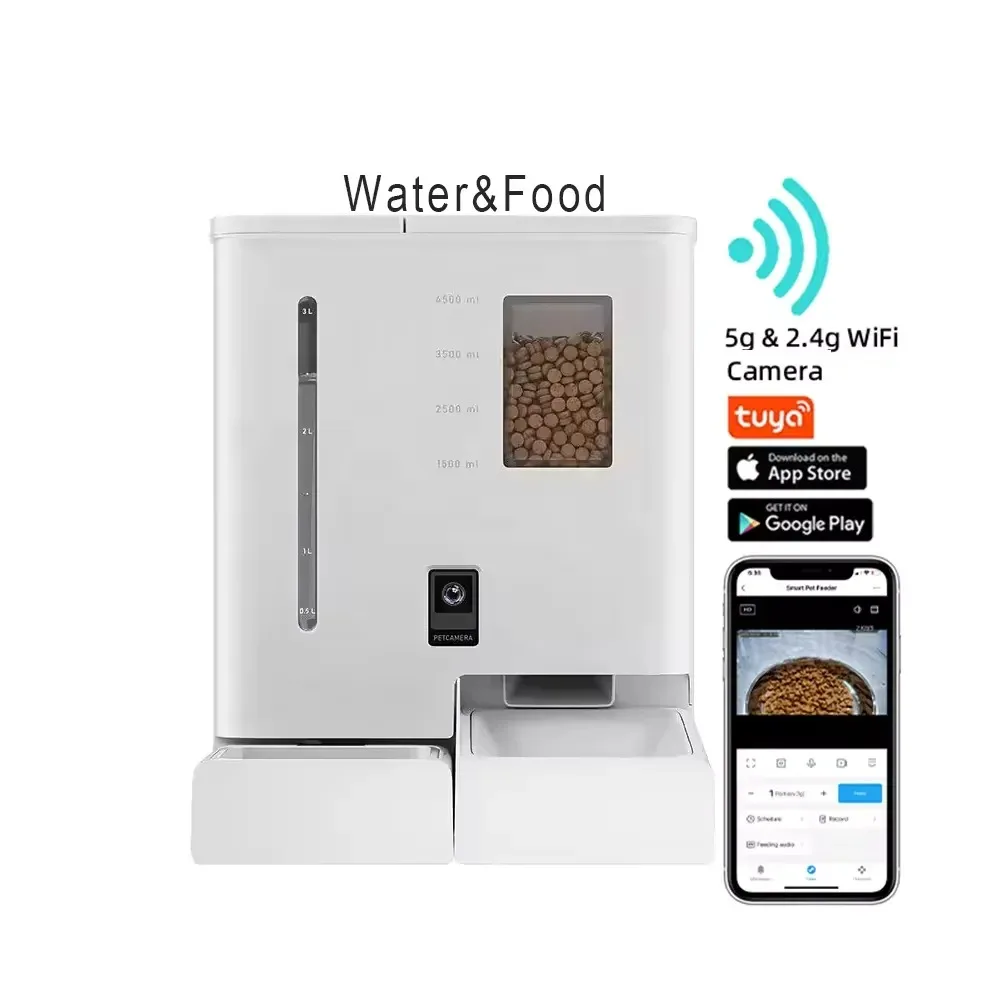 2026 New APP Control Smart Pet Feeder& Water Fountain With Camera for Cat Dog Automatic Feeder Drinking Fountain