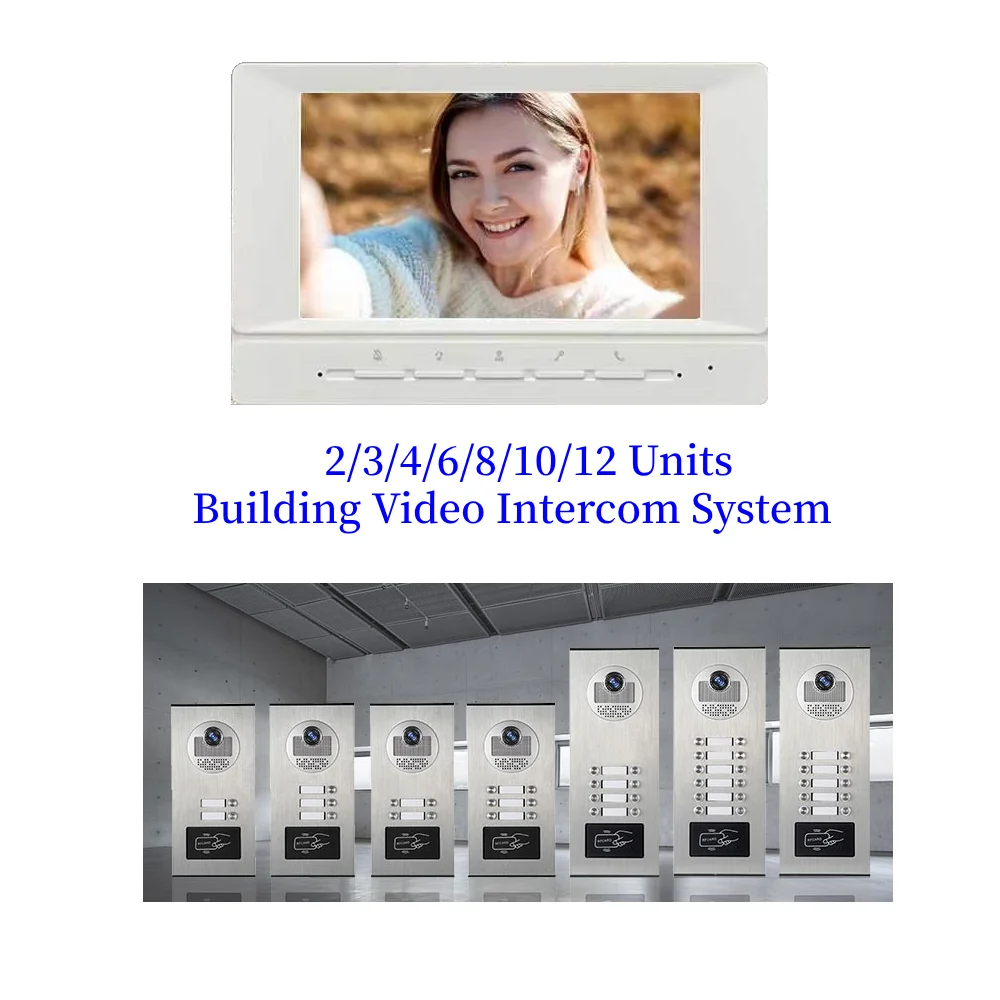 

SmartYIBA квартирная видеодомофонная система для 2-12 единиц строительных квартир RFID разблокировка видеодомофон ИК-камера комплекты дверных звонков