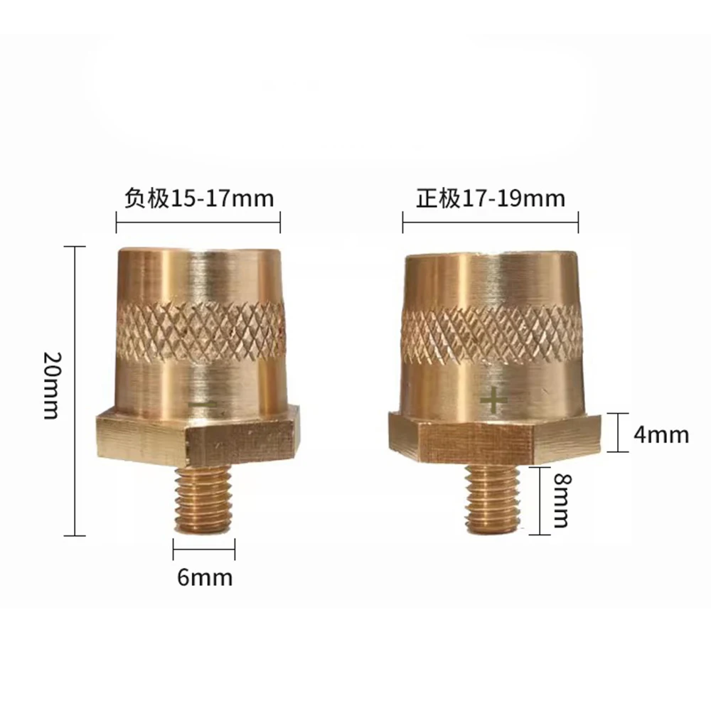 2 PCs Universal Battery Terminal with 6mm Screw and 8mm Thread, Battery Terminal Brass Positive Negative Terminal