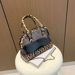 Leopard PU przezroczyste PVC na ramię i grzywka Crossbody moda dojazdy wszechstronne torebki dla kobiet 2024 nowy styl