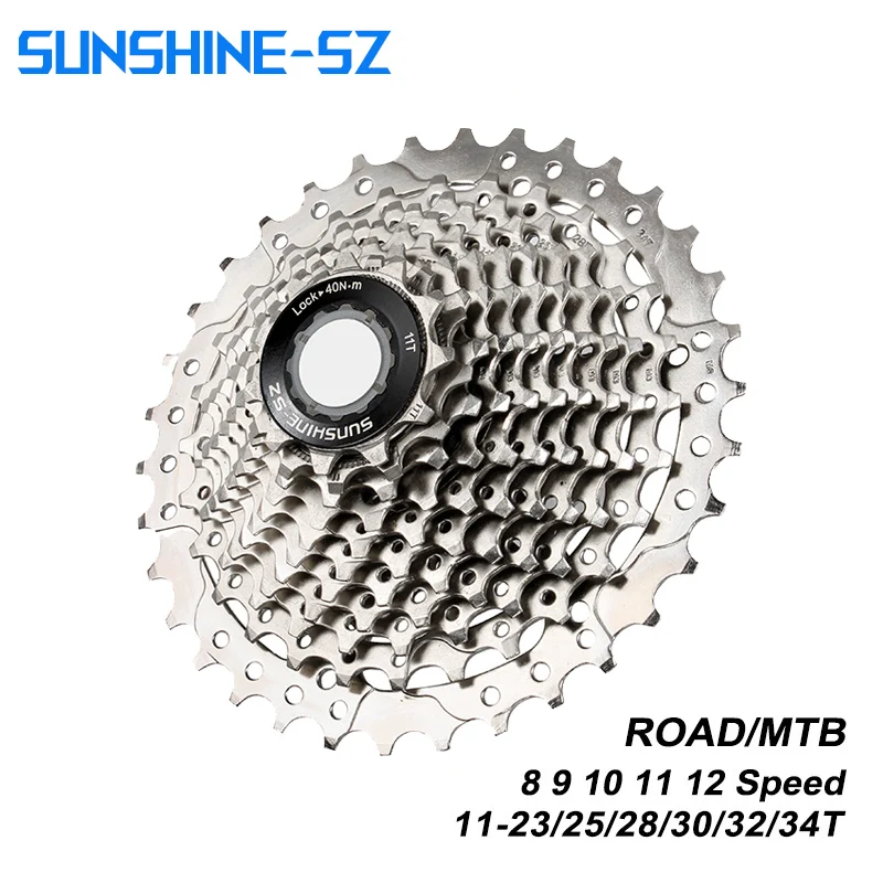 SUNSHINE Road Bike Freewheel 8 9 10 11 12 Speed Cassette 11-23T/25T/28T/30T/32T/34T K7 Bicycle Flywheel Sprocket for SHIMANO