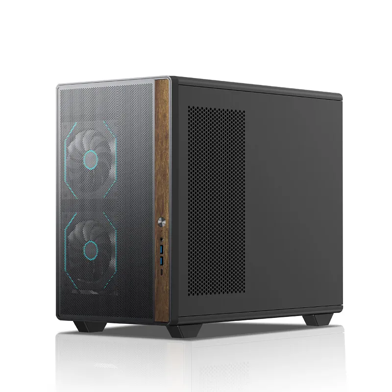 HESTART ATX Black Office Business Gaming Computer Case With Glass Side Panel Supports 360 Liquid Cooling and Multiple Fan Slots