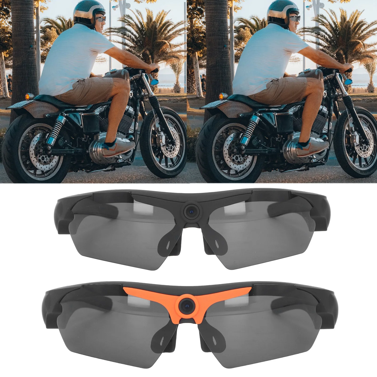 نظارات كاميرا فيديو تسجيل فيديو عالي الدقة بالكامل ، نظارات كاميرا للتصوير لركوب الدراجات ، والقيادة والتنزه ، وصيد الأسماك ، والنظارات الشمسية ، والصيد ،