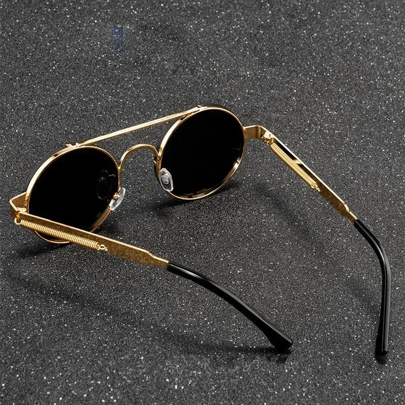 Classic Gothic Steampunk Sunglasses Luxury Brand Designer High Quality Men and Women Retro Round Metal Frame Sunglasses UV400