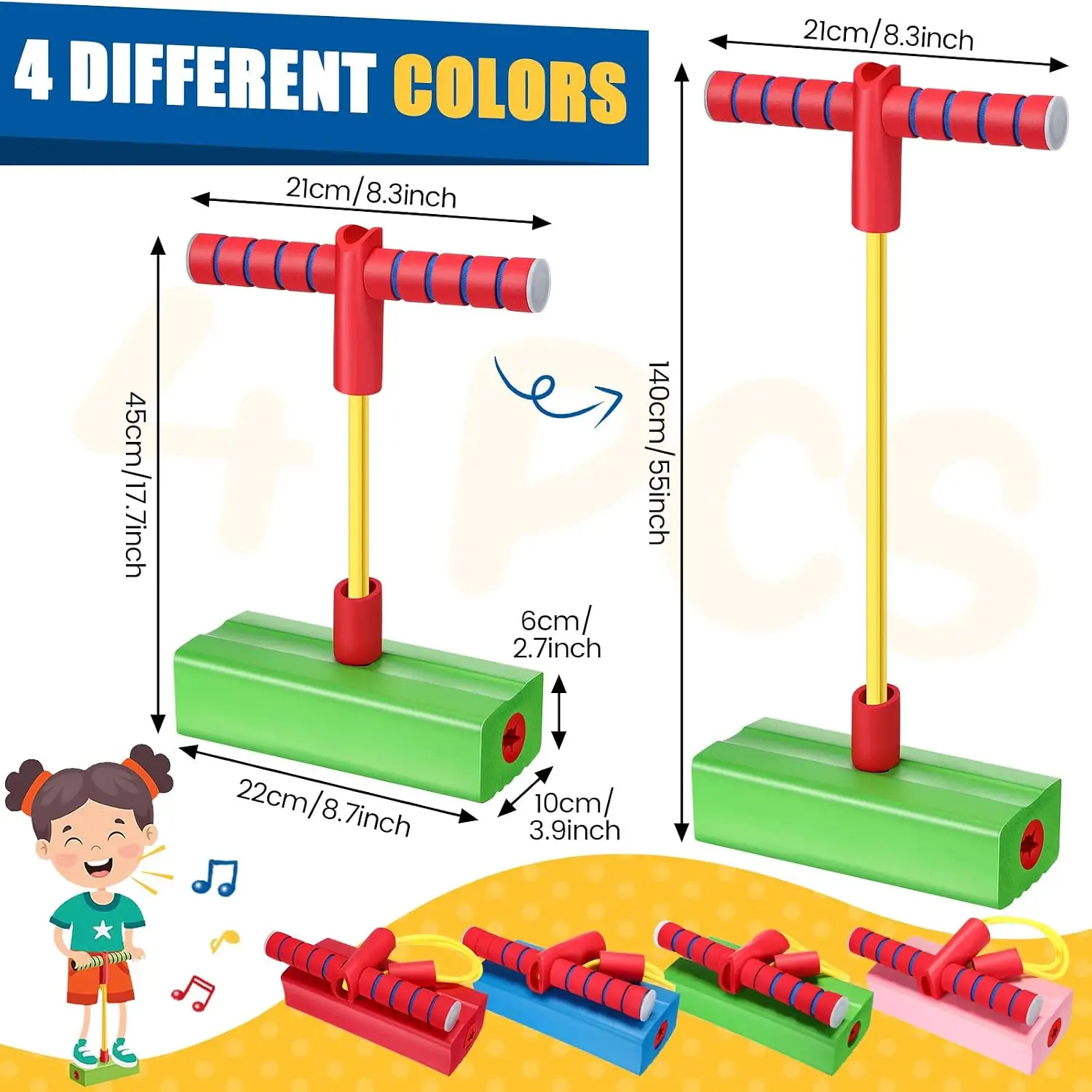 Kid's Long Height Balance Toy Foam Bouncing Strength Training Toy Frog Jumping Sports Kid Indoor Outdoor Sport Fitness Equipment