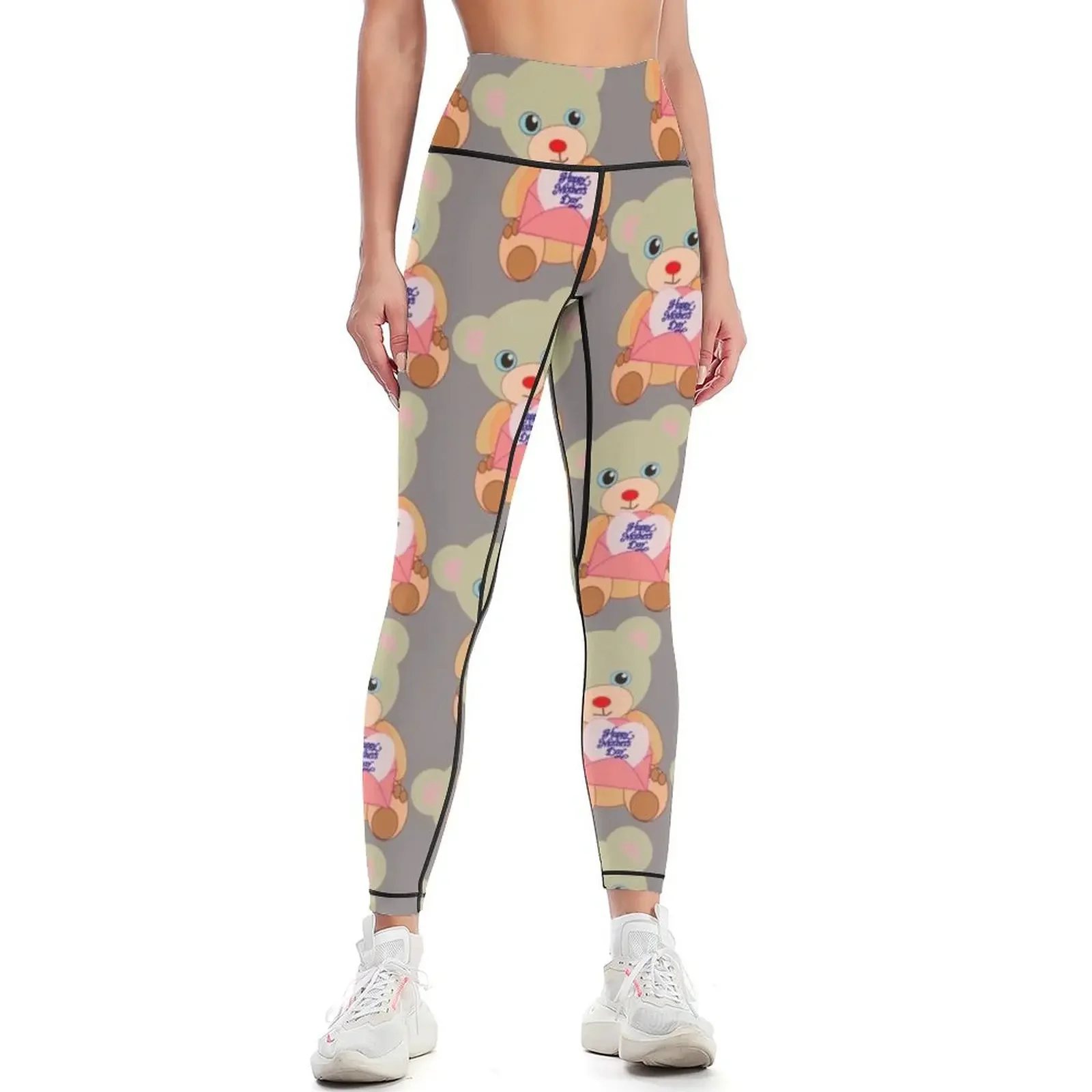 

Teddy with mother's day message Leggings sport legging active wear trousers Womens Leggings