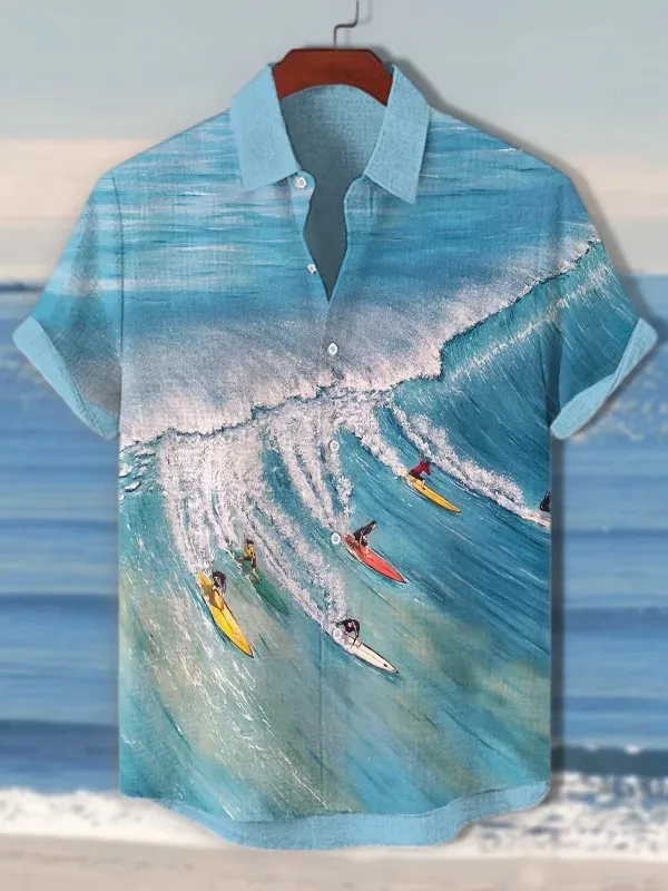 

Fashion Men's Hawaiian Graphics Shirt Short Sleeved Button Down Lapel Shirt For Summer Oversized Tops Casual Shirts For Men