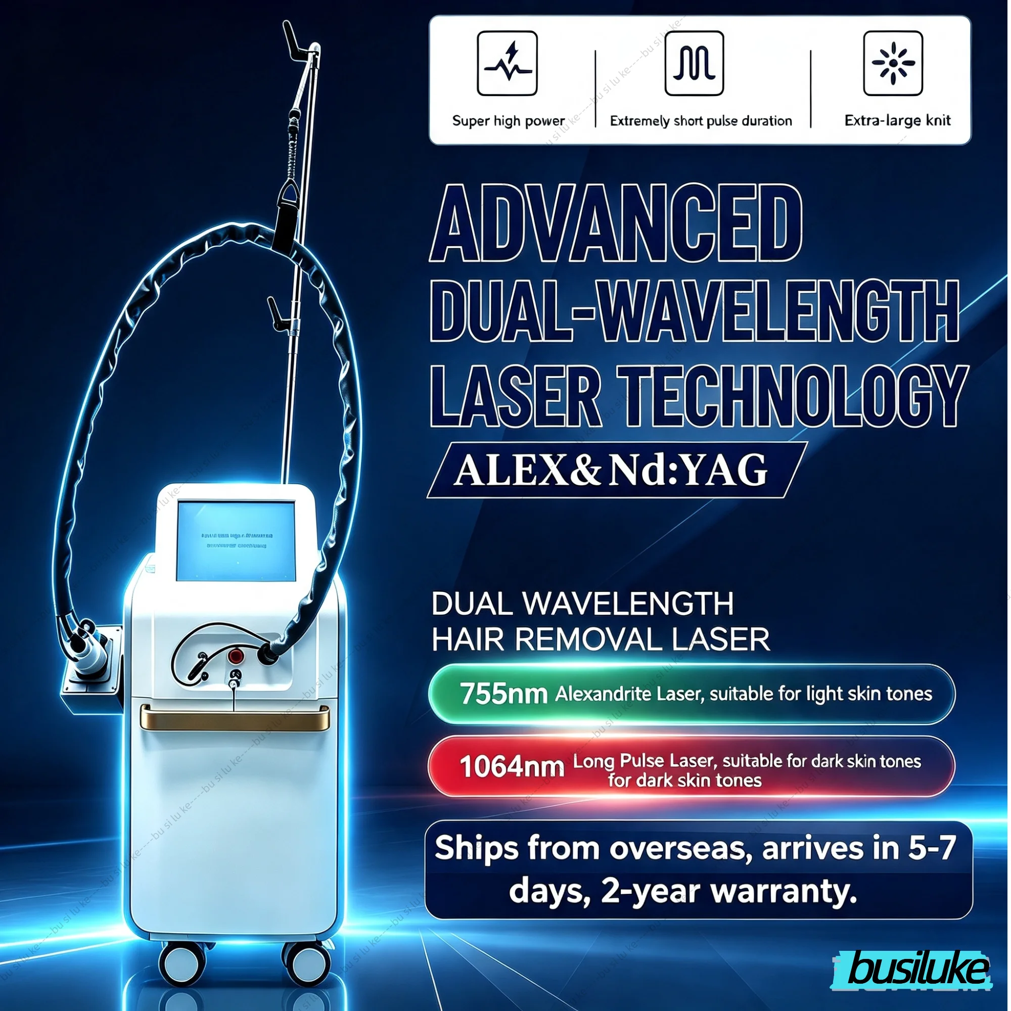 Fiber Optic Long Pulse 755nm Alexandrite Painless Hair Removal 1064nm Nd Yag Facial Rejuvenation Beauty Machine