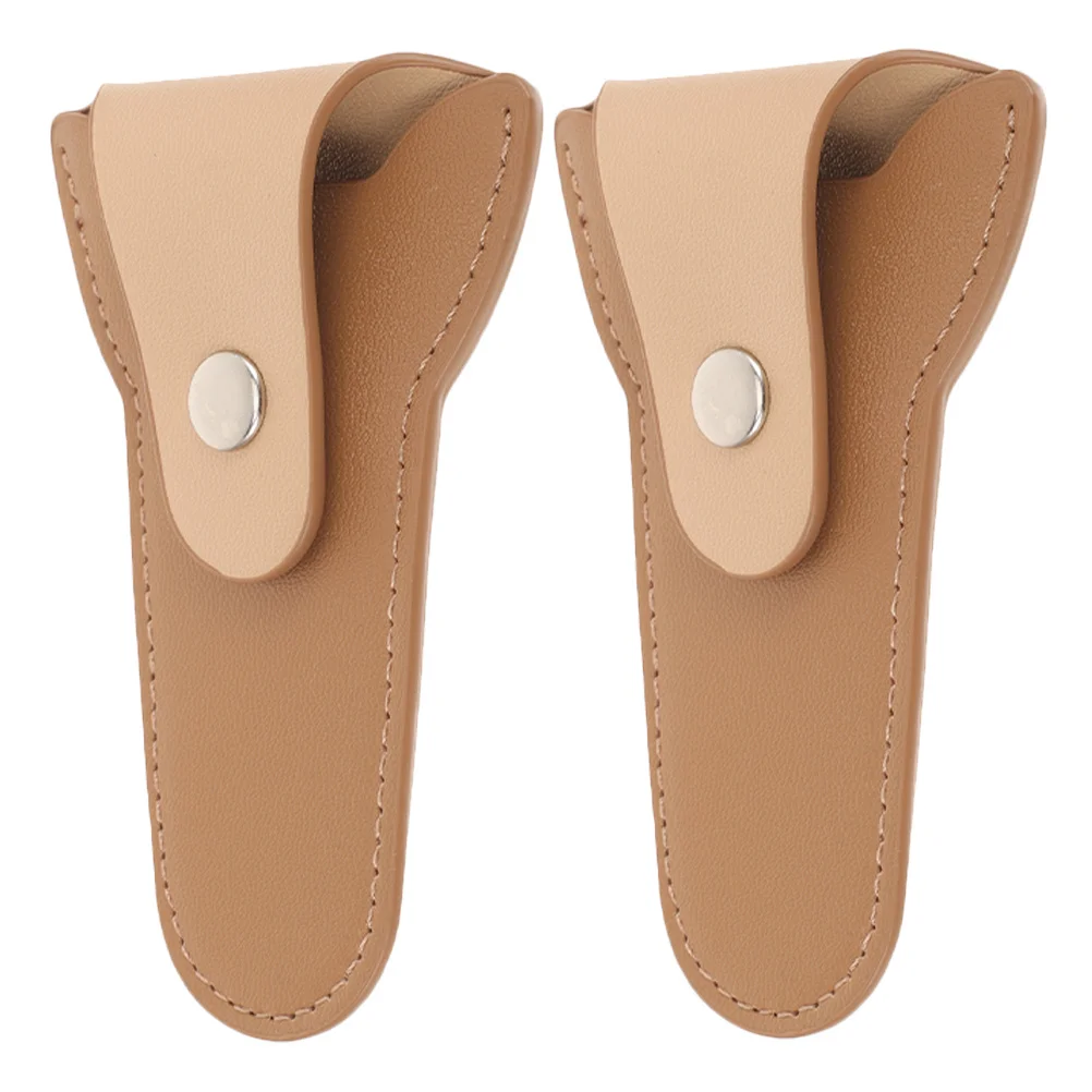 

2 pcs Cuticle Scissor With Protective Pouch Sturdy Pu Material For Manicure Pedicure Tool Storage Holder Nail Grooming Case