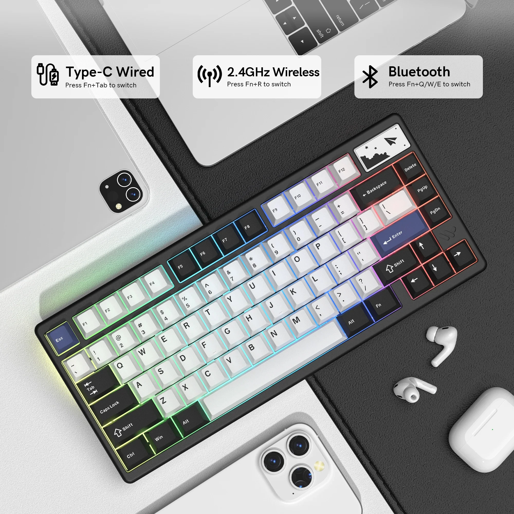 Womier SK71 プロ トライモード メカニカル キーボード ガスケット 75