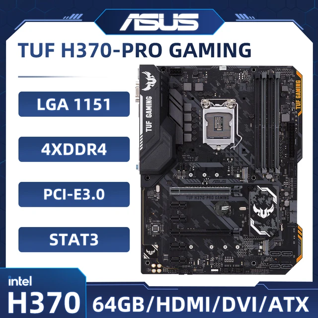 Asus TUF H370-PRO GAMING Motherboard Intel H370 LGA 1151DDR4 64GB support  Core i3-8100 i3-9100F i5-8400 i5-9400 i7-8700 cpu ATX