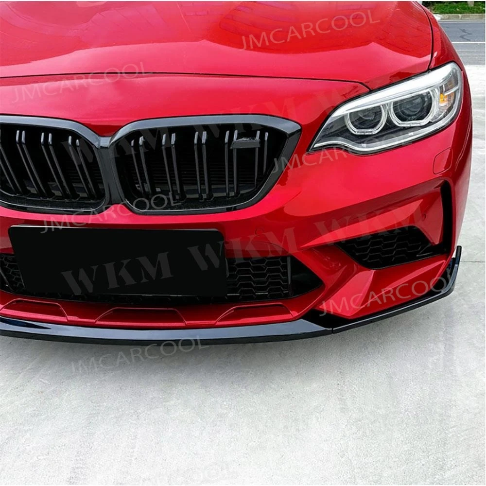 

ABS 3PCS/Set Front Lip Chin Spoiler for BMW 2 Series F87 M2 2016-2021 Carbon Look Gloss Black Front Bumper Lip