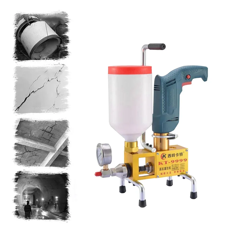 900W Epoxy Injection Pump Epoxy / Polyurethane Foam Grouting Machine Steel Hose Concrete Repair Crack 999 High Quality Grout