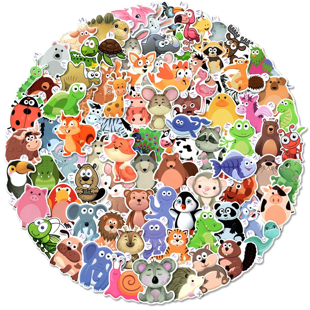 

10/30/50/100pcs Mix Cute Cartoon Animal Stickers Car Motorcycle Travel Luggage Phone Laptop Graffiti Sticker for Kids Teens Toy