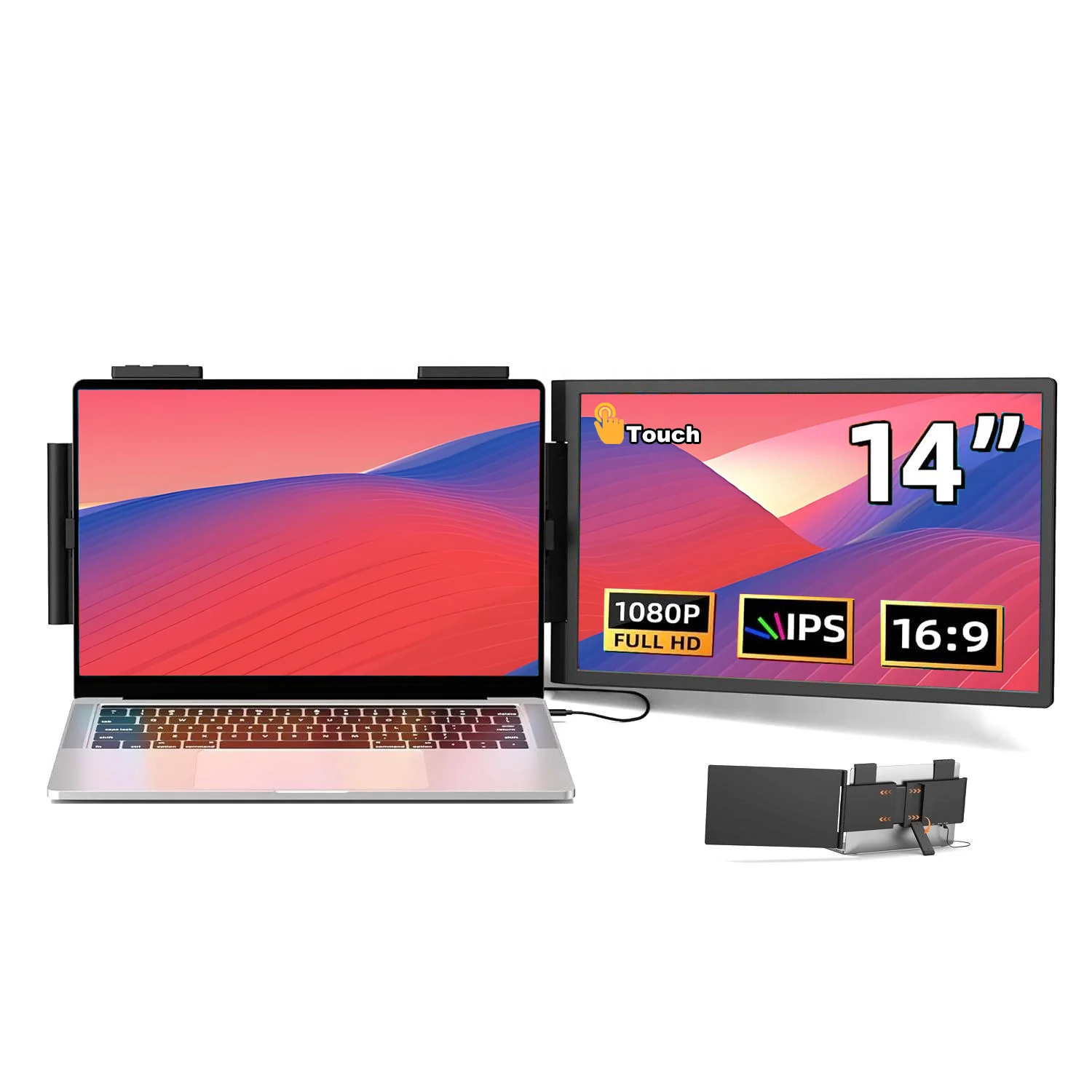 Laptop External Monitor 14 Inch Type-C 10 Points Capacitive Touch Portable Monitor With HD-MI