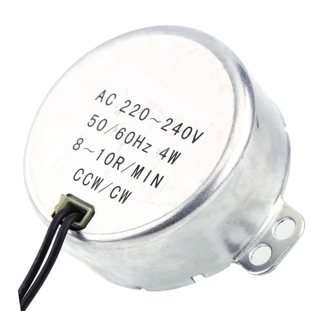 220-240V AC Synchronous Geared Motor 4W Power CW/CCW Rotation AC Synchronous Motor 2.5-3RPM Speed 50/60Hz Frequency