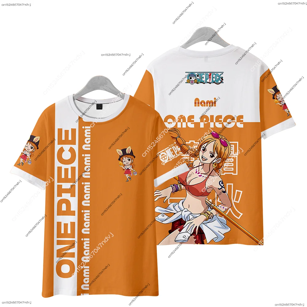 2025 une pièce Nami/Luffy/Zoro/Anime dessin animé adulte hommes/femmes/enfants été col rond manches courtes T-Shirt Harajuku Streetwear
