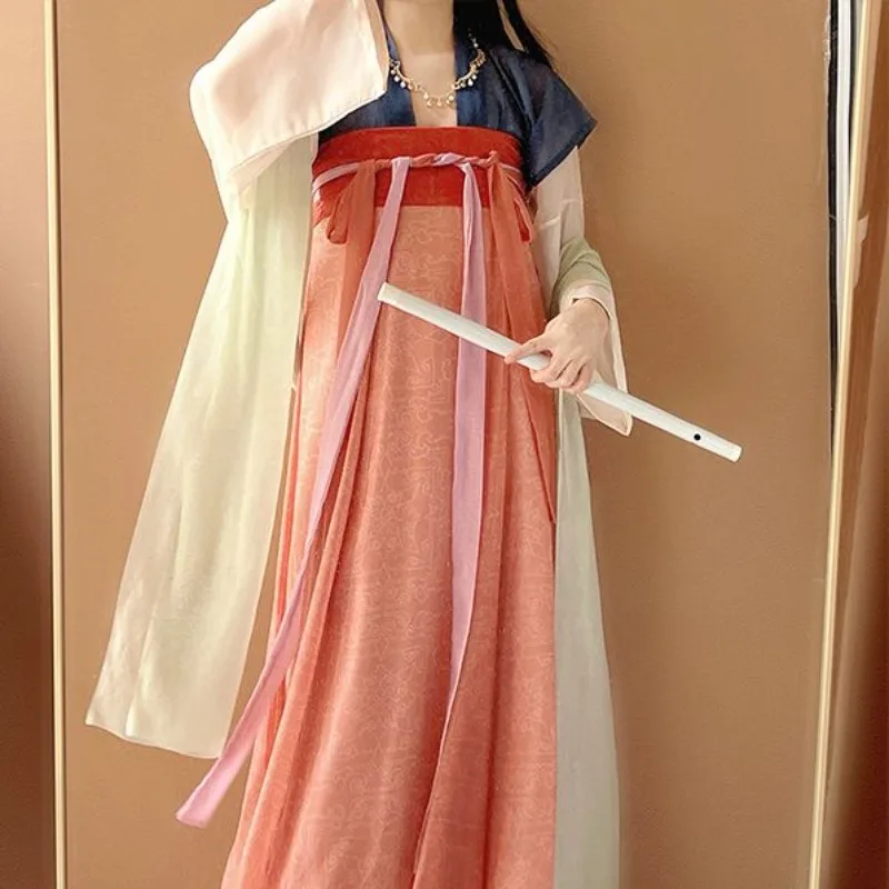 Ropa tradicional china rosa naranja verde para mujer Hada Hanfu moda estilo étnico fiesta escenario espectáculo Cosplay vestido de princesa