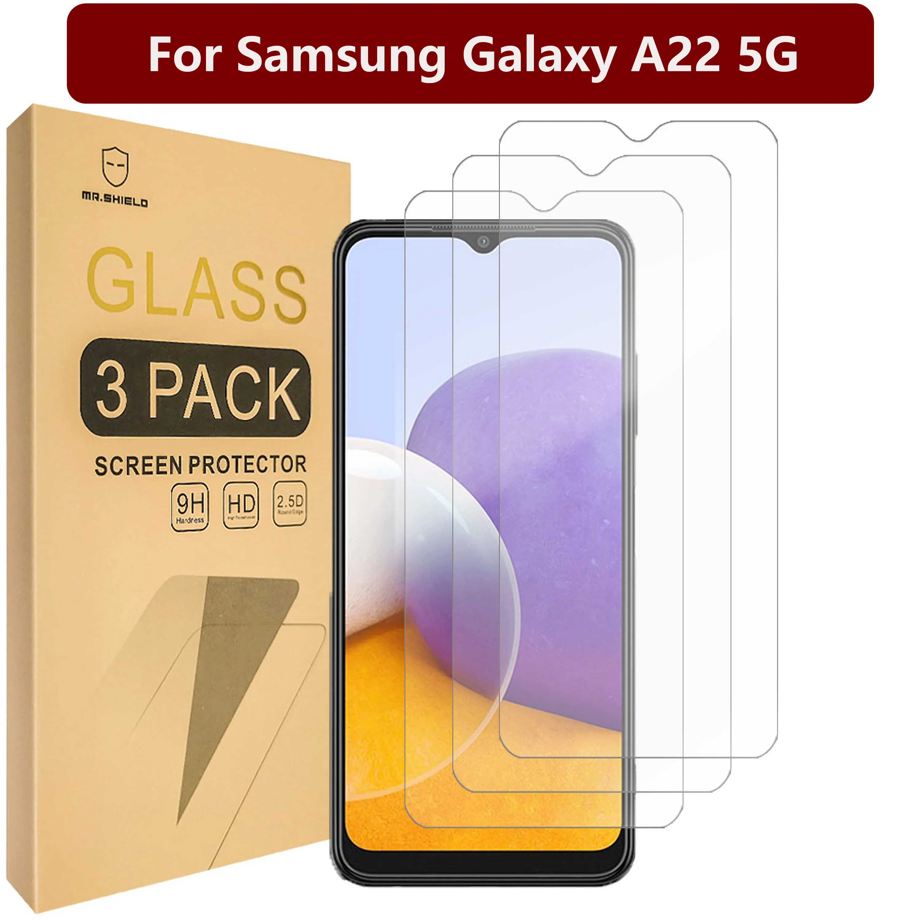 

Mr.Shield [в 3 упаковках] предназначен для Samsung Galaxy A22 5G [5G Version ONLY] [закаленное стекло] [Японское стекло с твердостью 9H]