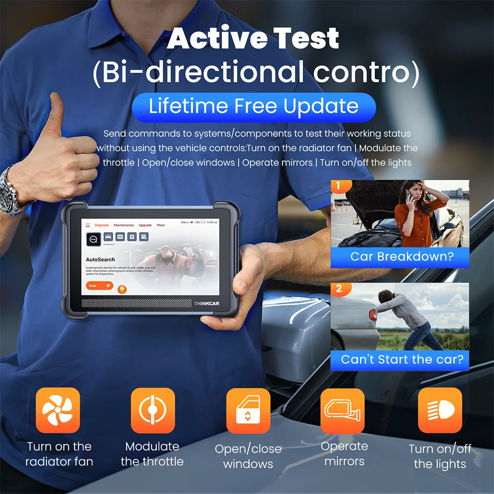 THINKCAR THINKSCAN 672 OBD2 Auto Diagnostic tool full system 28 reset scan tool Active test Bi-directional CANFD lifetime free