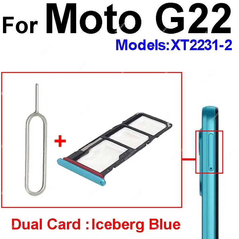 Sim Card Slot Tray Holder For Motorola Moto G22 G32 G42 G52 G62 G72 G82   Card Reader Adapter Socket Replacement Parts