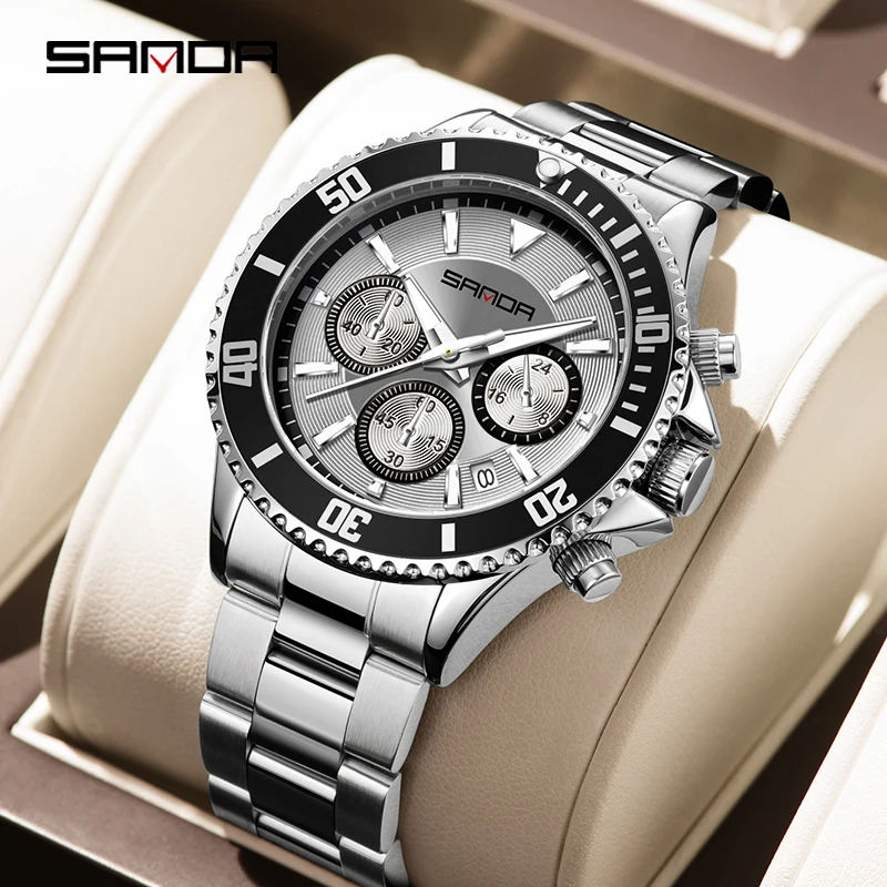 

Sanda 9102 Top Brand Women Quartz Luxury Luminous Multifunction Full Stainless Steel Clock Calendar Business Business Watches